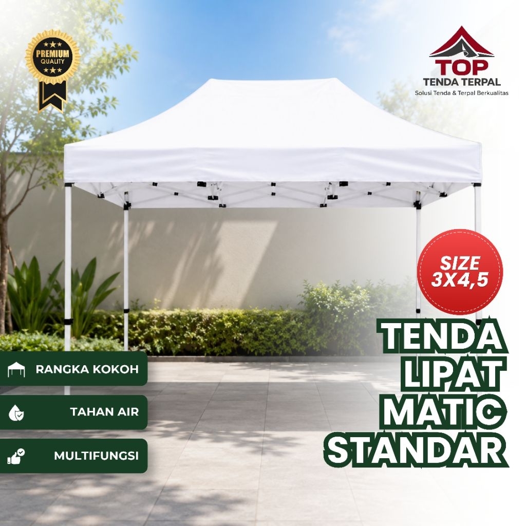 Tenda lipat matic 3x4,5 ket besi 1,2 mm