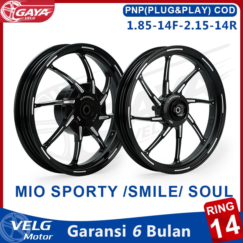 Velg Bikingboy Ring 14 Untuk Mio Sporty / Smile / Soul / Fino / J / GT / X-Ride 115 Karbu Palang 8 V