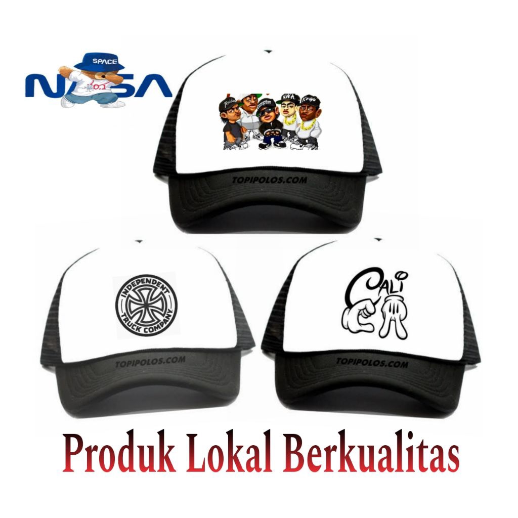 Topi Pria Dewasa Model Jaring Truker-Topi jaring sablon DTF Premium-Topi Jaring Pria dewasa