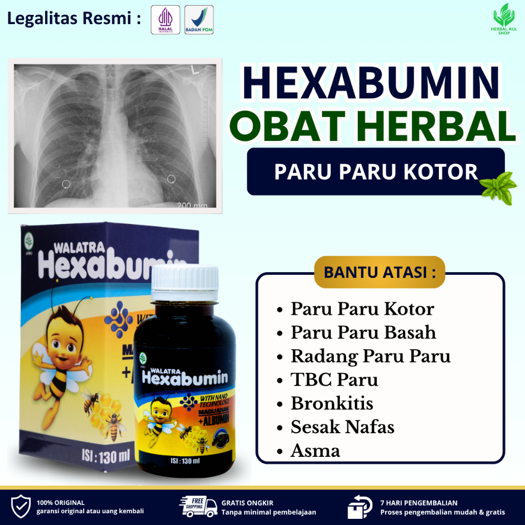 Hexabumin Madu Untuk Pembersih Paru Paru Kotor, Paru Paru Basah, Radang Paru Paru, Flek Paru, TBC Pa