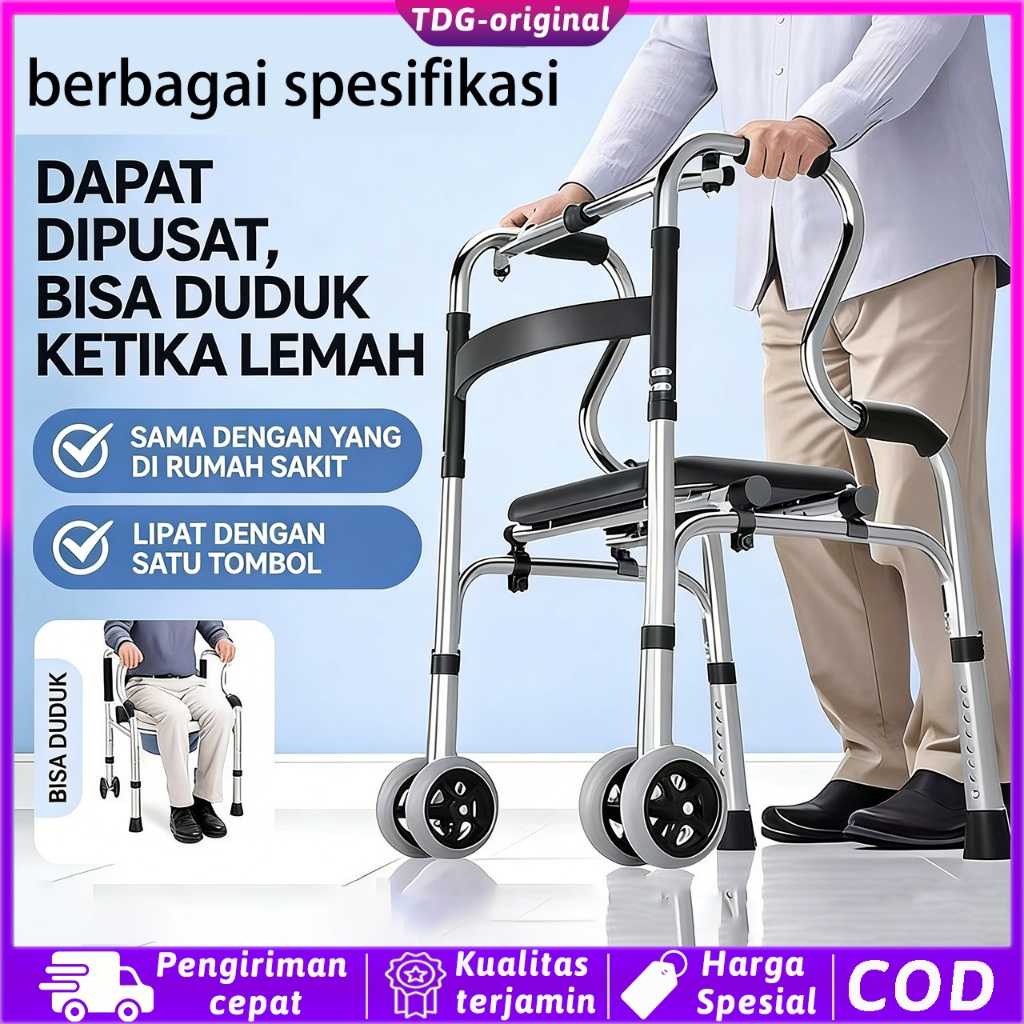 (COD) Alat Bantu Jalan Lansia Walker 3 Model: Tanpa Roda, Dengan Kursi & Roda, Walker Toilet – Stabi
