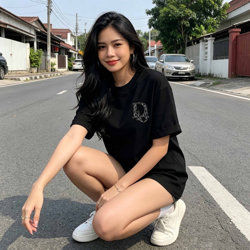 <COD> Kaos Couple Streetwear 100% Katun, Motif Huruf Dior Adem - Hitam Putih Couple Oversize Lengan 