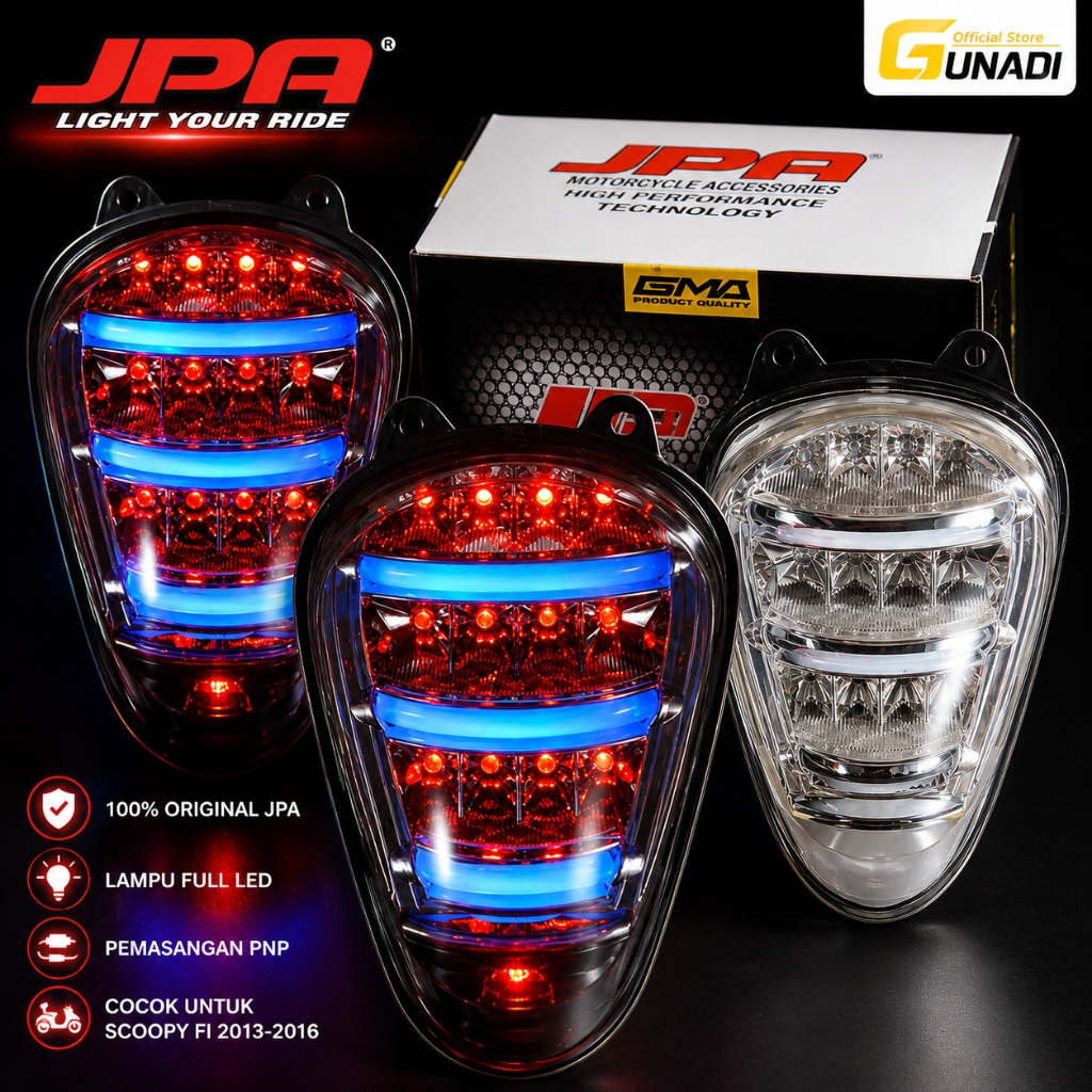 JPA Lampu STOP LED JPA Scoopy FI StopLamp Belakang Original Biru Merah Full LED