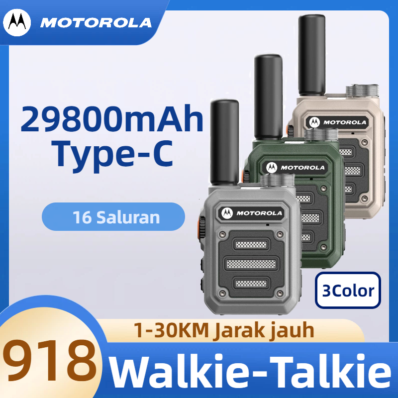 HT Motorola Mini Walkie Talkie 918 30KM 30W 29800mAh 16 Channels 400-470MHz UHF Waterproof lP54 pro 