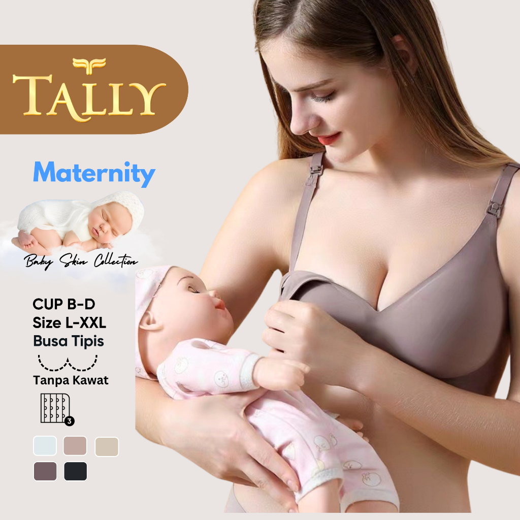 TALLY BH Menyusui 8821 Sarwendah, Tanpa Kawat Busa Tipis, Bahan Nilon Seamless Baby Skin, Cup B-D Ka