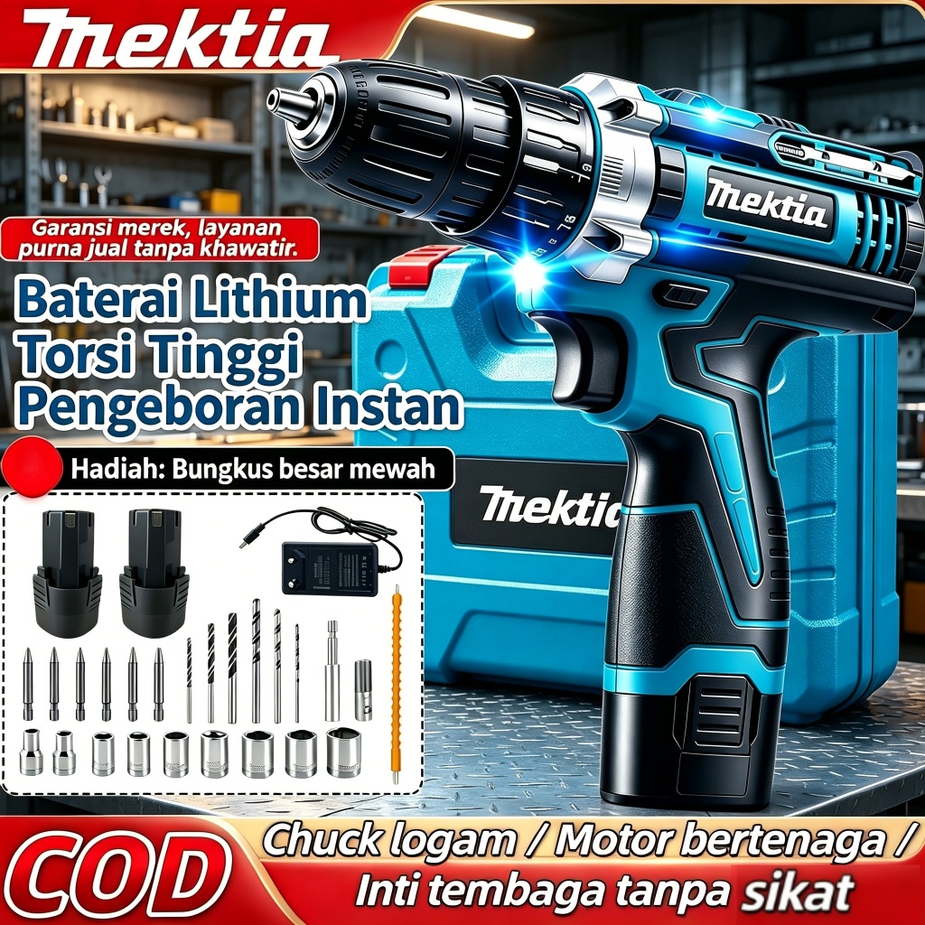 MKTA Bor Listrik 2 Baterai Lithium  Impact Cordless 96V  Mata bor 10 mm Tembok/Kayu/ Besi / Pasang L