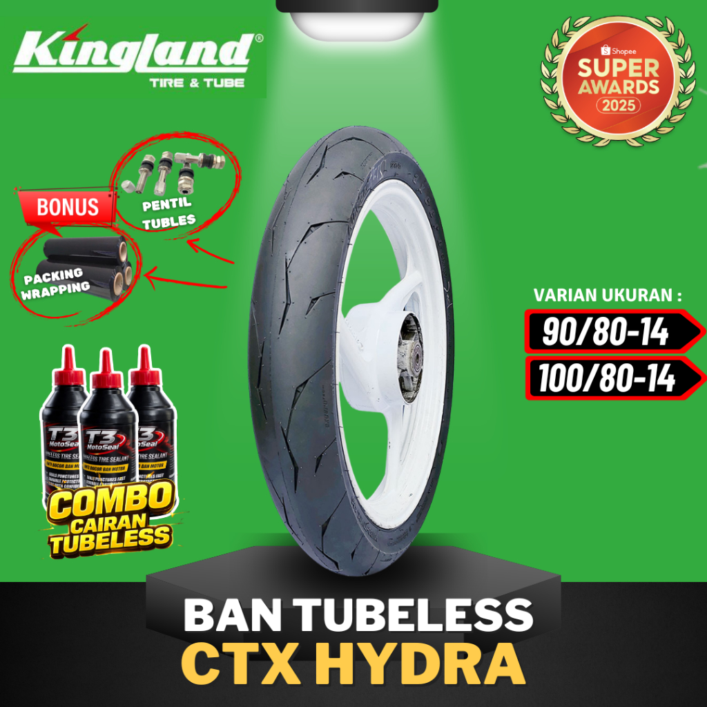 [READY COD] BAN KINGLAND AXCERO CTX HYDRA ( 90/80-14 / 100/80-14 ) MEDIUM COMPOUND RING 14 / BAN BAL