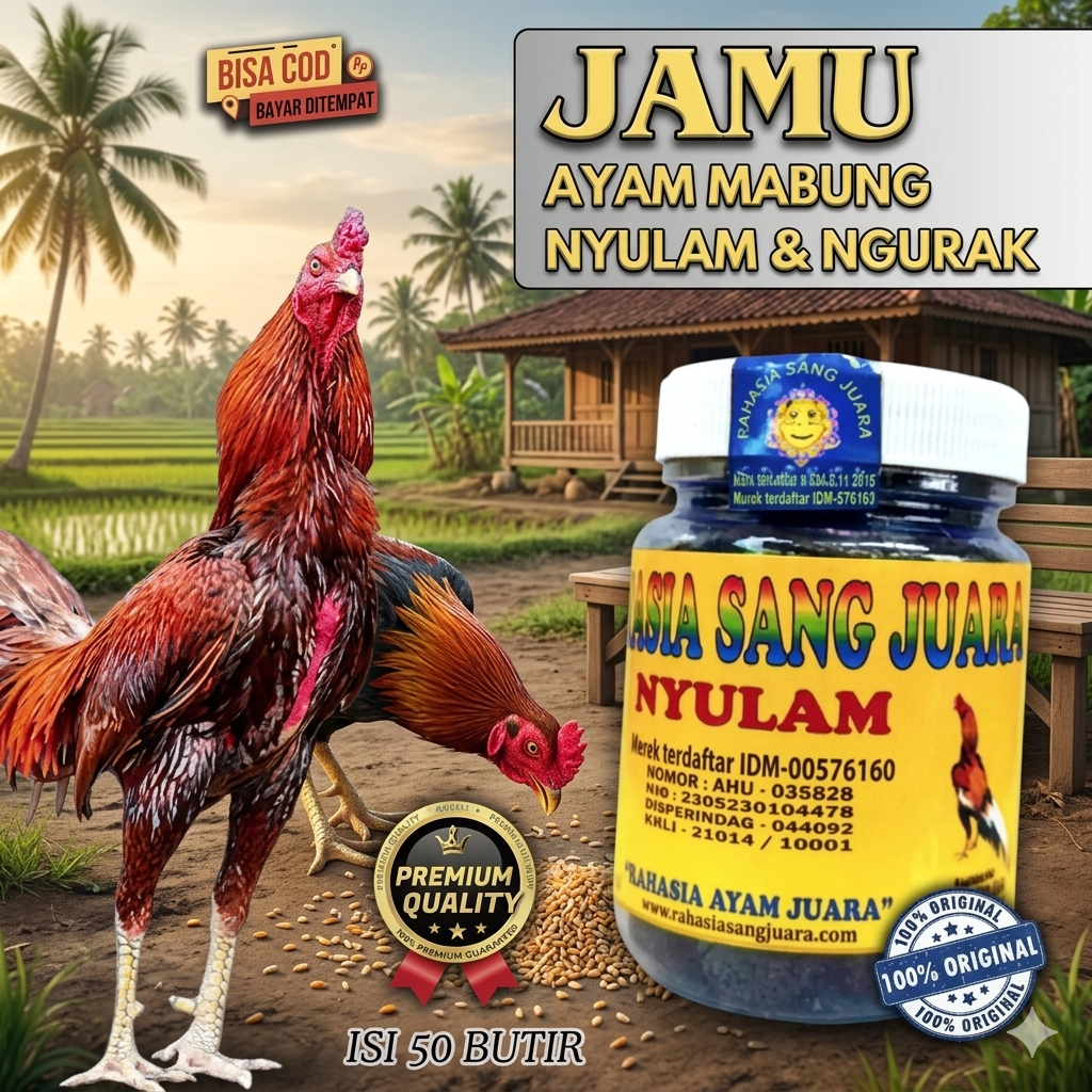NYULAM AYAM - Obat Ayam Ganti Bulu Mabung, Nyulam, Ngurak Isi 50 Butir