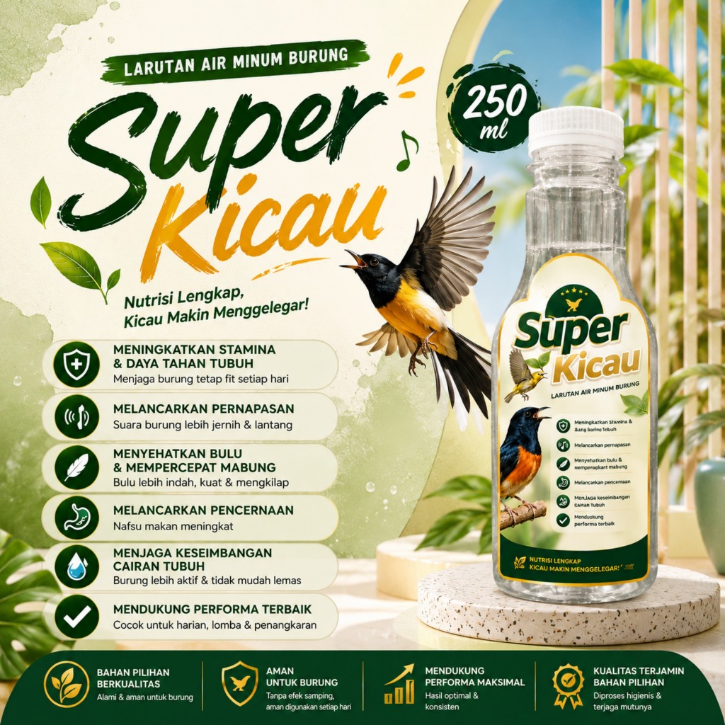 MUSTIKA - LARUTAN BURUNG Super Kicau Air Minum Harian / Air Sakti Khusus Burung Kicau - Vitamin Dopi