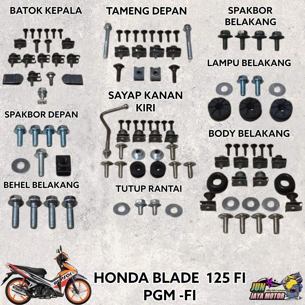 BAUT LENGKAP FULLSET BODY HONDA BLADE 125 FI PGM-FI / BAUT FULL SET BODI HONDA BLADE 125 FI PGM-FI