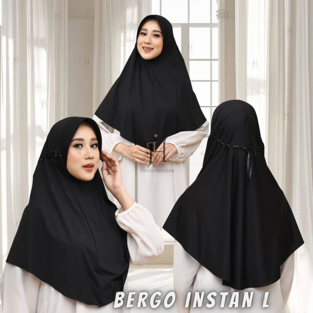 Hijab Bergo Instan Tali Pita Ukuran L Jersey Premium I Jilbab Dewasa I Kerudung Harian