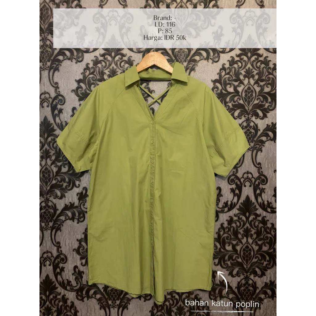 dress bahan katun poplin preloved pl +by adm 9.5%