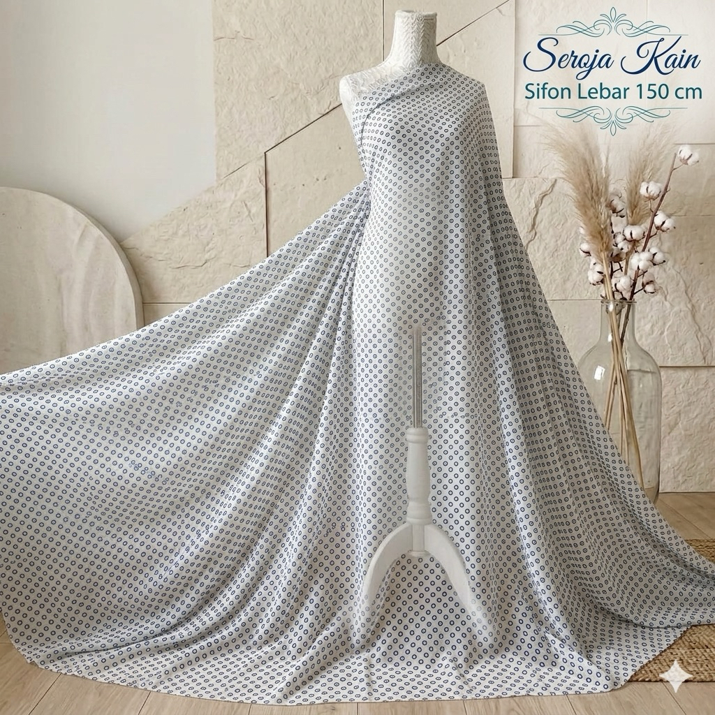 Kain Sifon Ceruty Motif Dot - Lebar Kain 150cm Kyt
