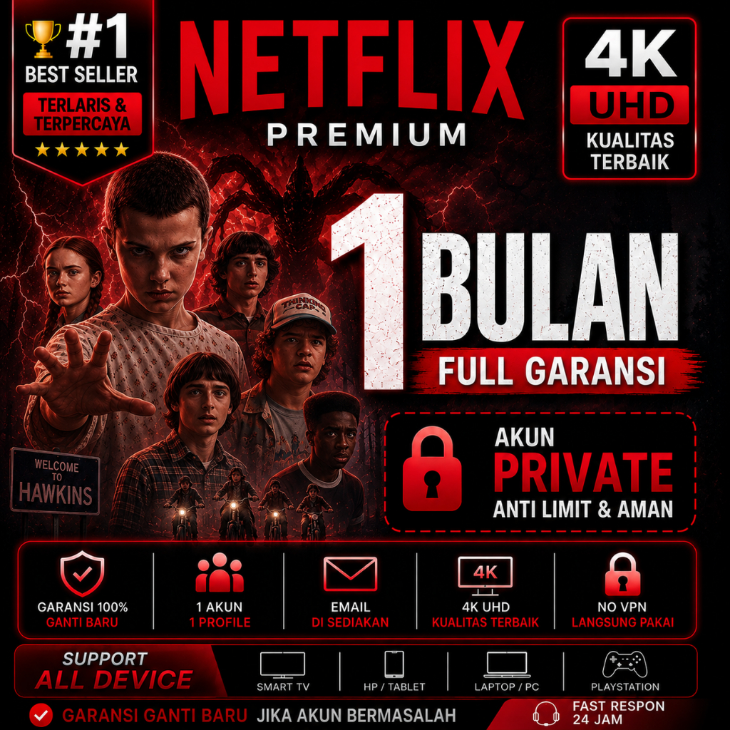 NETFLIX PRIVATE PREMIUM 1 BULAN 4K UHD FULL GARANSI 1 USER ANTI SCREEN LIMIT SIAP PAKAI