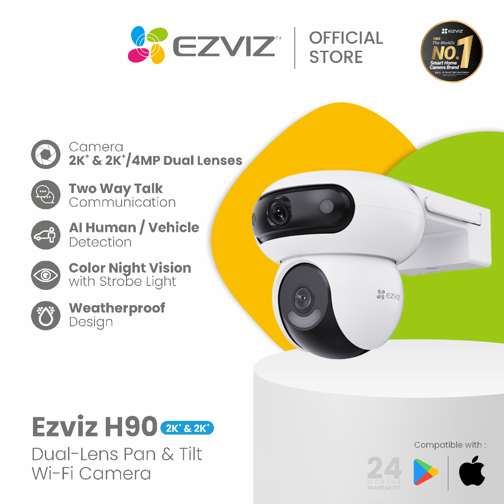 Ezviz H90 Dual 2K+ Smart Home Dual Lens 4MP+4MP IP Camera Security CCTV Outdoor