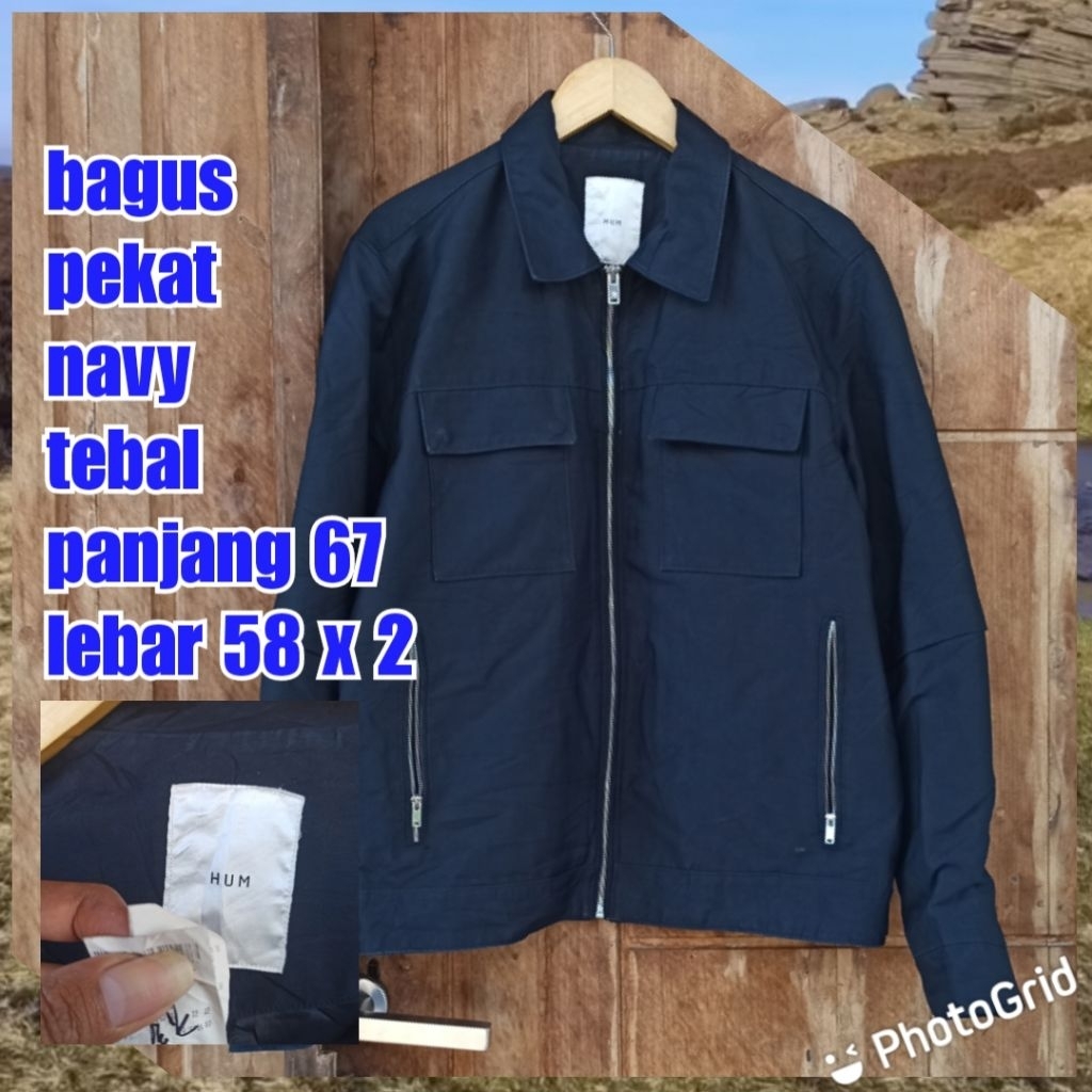 jaket work kerja casual Harrington racing motor hum navy
