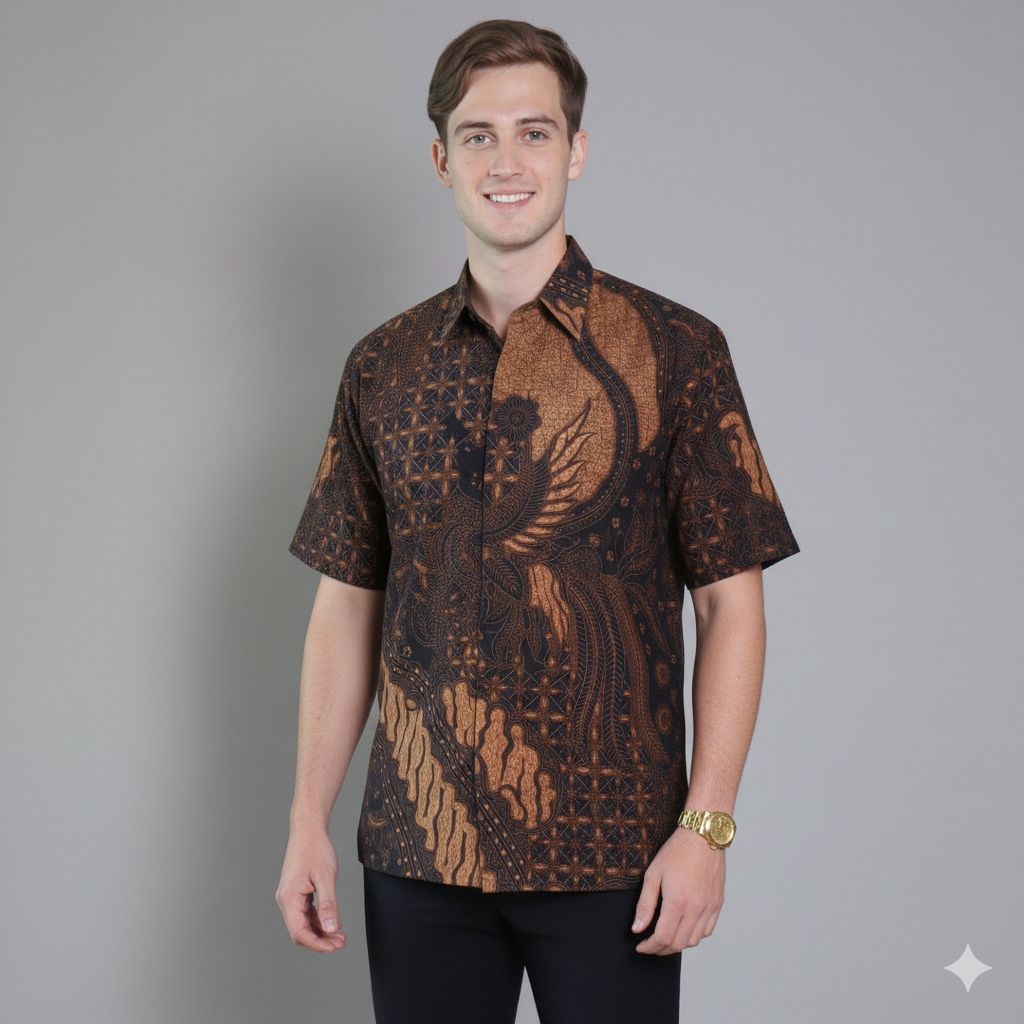 Batik pria LENGAN PENDEK modern Baju Batik Pria MANGKUNEGARA S M L XL X slimfit baju batik pria SOLO