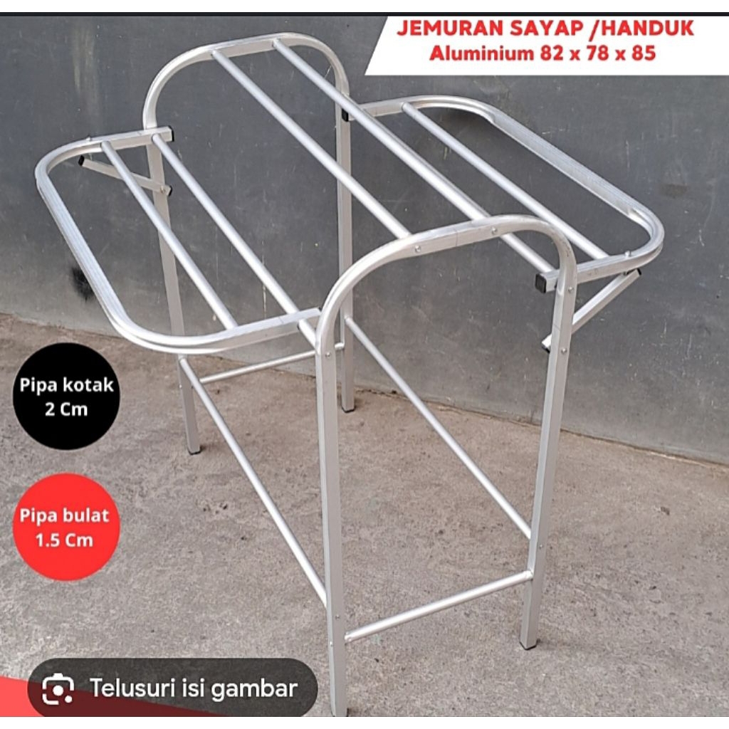 Rak Jemuran Lipat Anak Kos 3in1 – Jemur Handuk, Baju & Sepatu Aluminium Anti Karat
