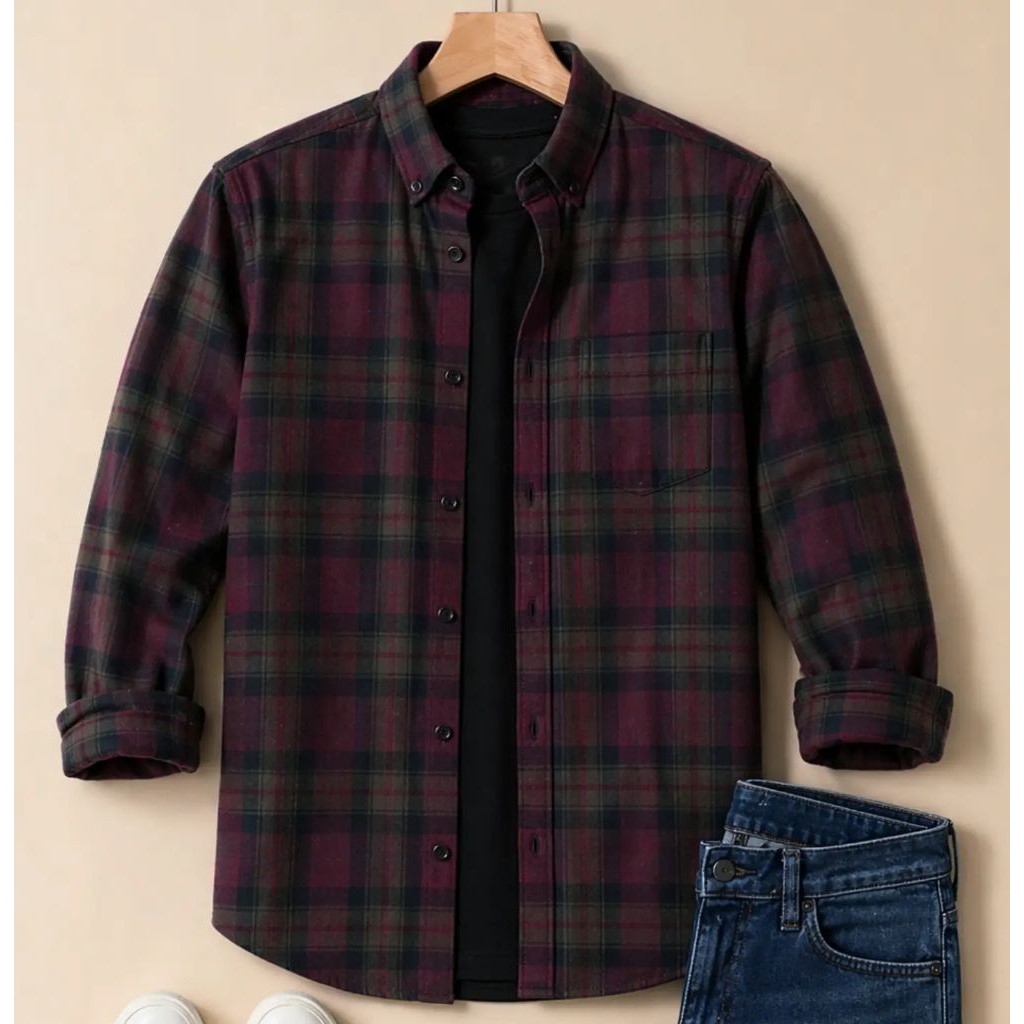 F2D Grey Black Kemeja Flanel Premium Best Seller / flanel/hem pria/ flanel pria/ kemeja flanel/ eigh