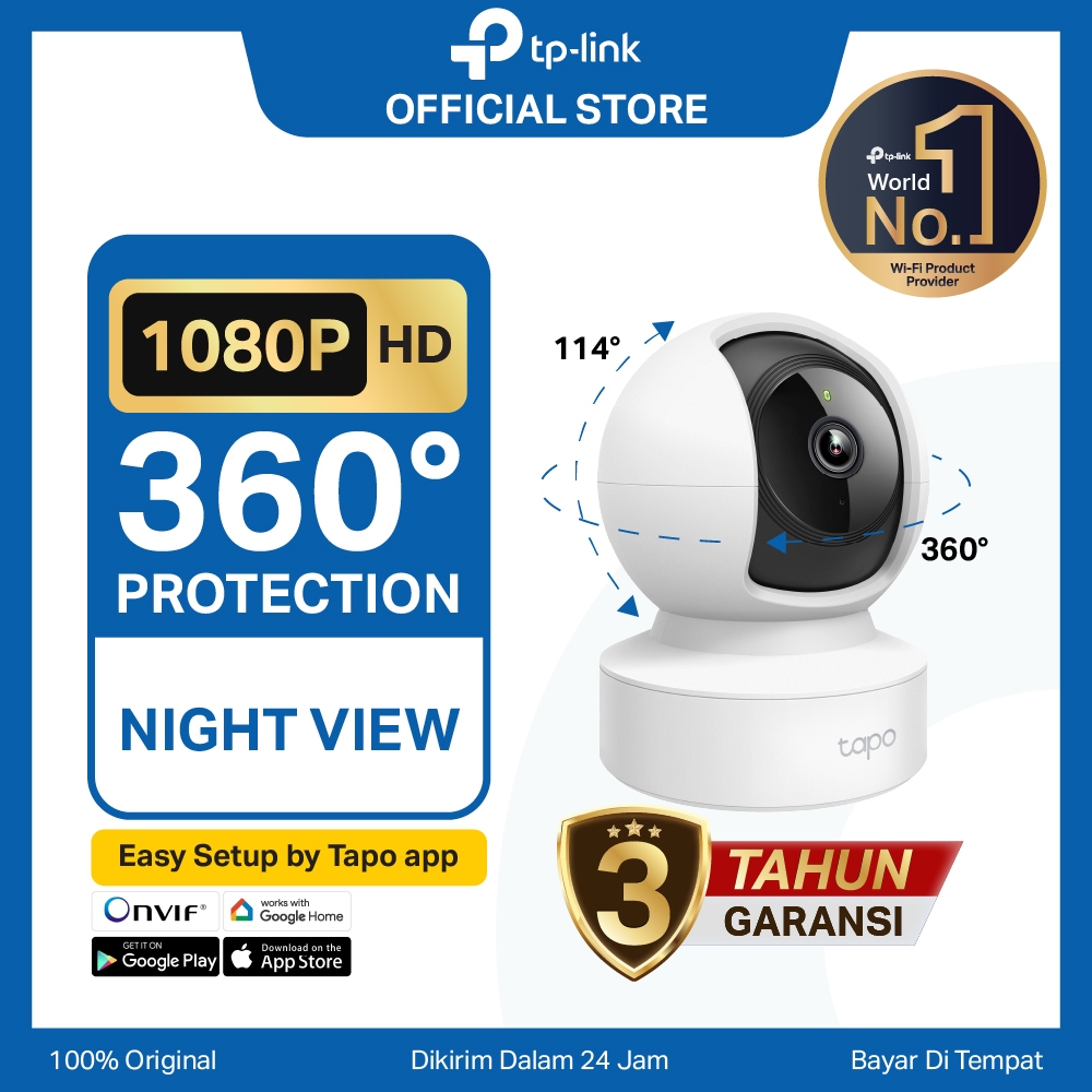 TP-Link Tapo C202 | 1080P Kamera CCTV | PTZ IP WiFi Camera | 2MP HD | Indoor | Video |