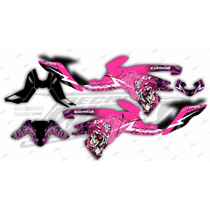 Decal CB 150x striping stiker motor CB 150x desain keren MOTIF Twin afrika trend custom desain D-N4-