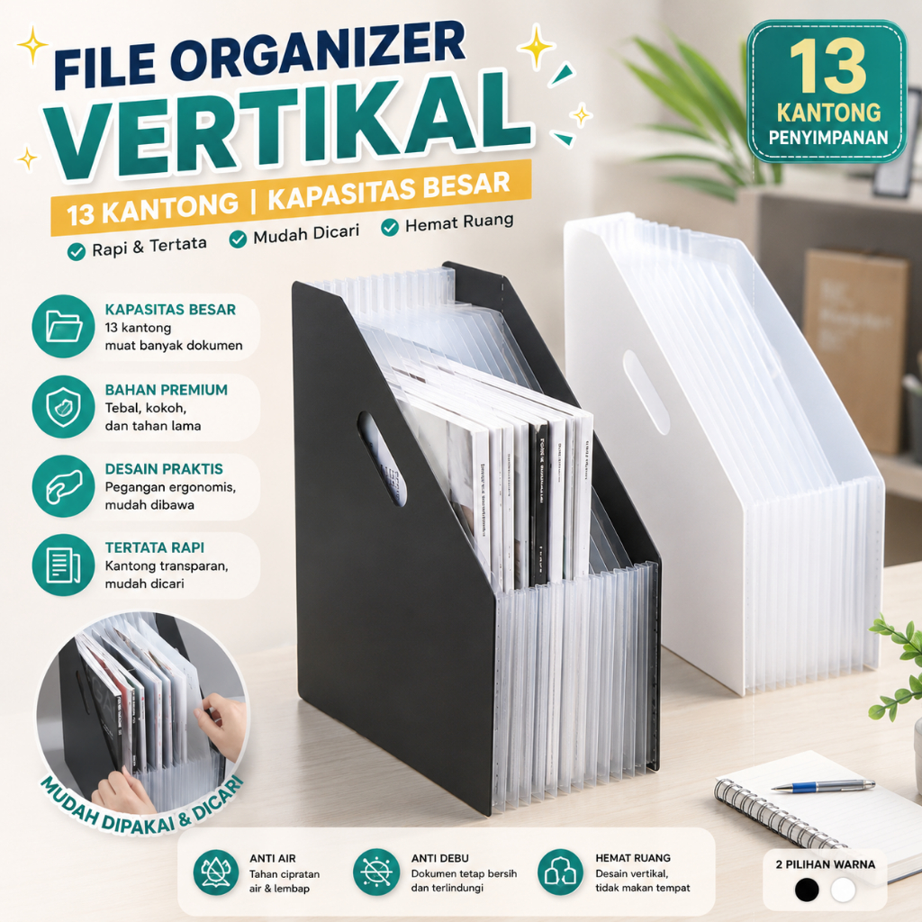 Standing File A4  File Folder Document Bag  Tas Dokumen File File Filling Folder 13 Sekat