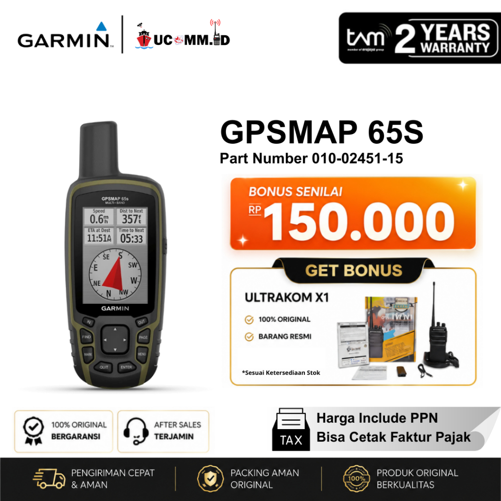 Garmin GPSMAP 65s 65 Multi Band GNSS & Peta Topo Active Original Garansi Resmi TAM 2 Tahun