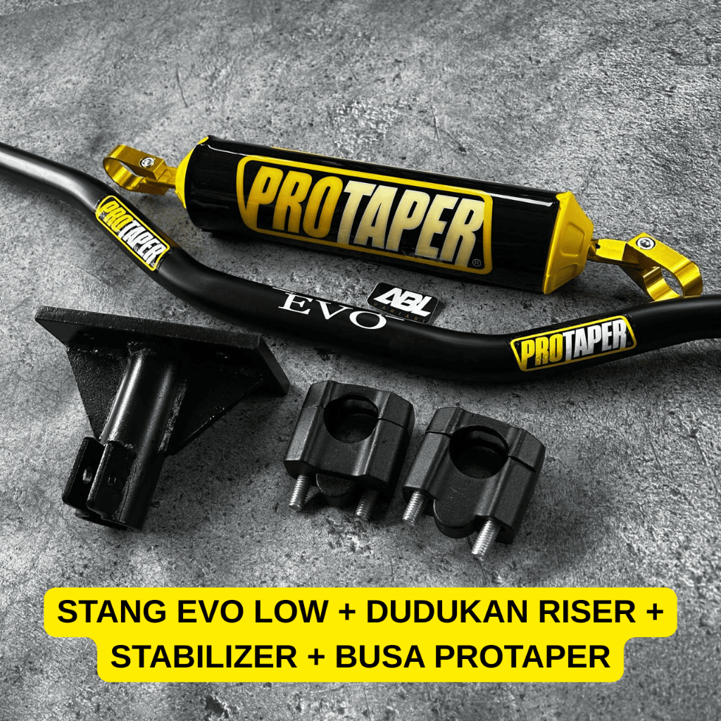 Stang Evo Low Protaper Plus Dudukan RBT Tebal 8 Mm Raiser Cnc dan Busa Bulat Palang untuk Yamaha