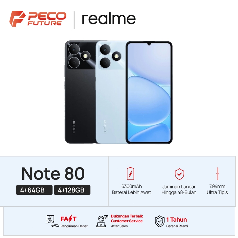 Realme  Note 80 4+64GB/4+128GB Desain Tangguh | 6300mAh Baterai | Proteksi ArmorShell™ | Jaminan Lan