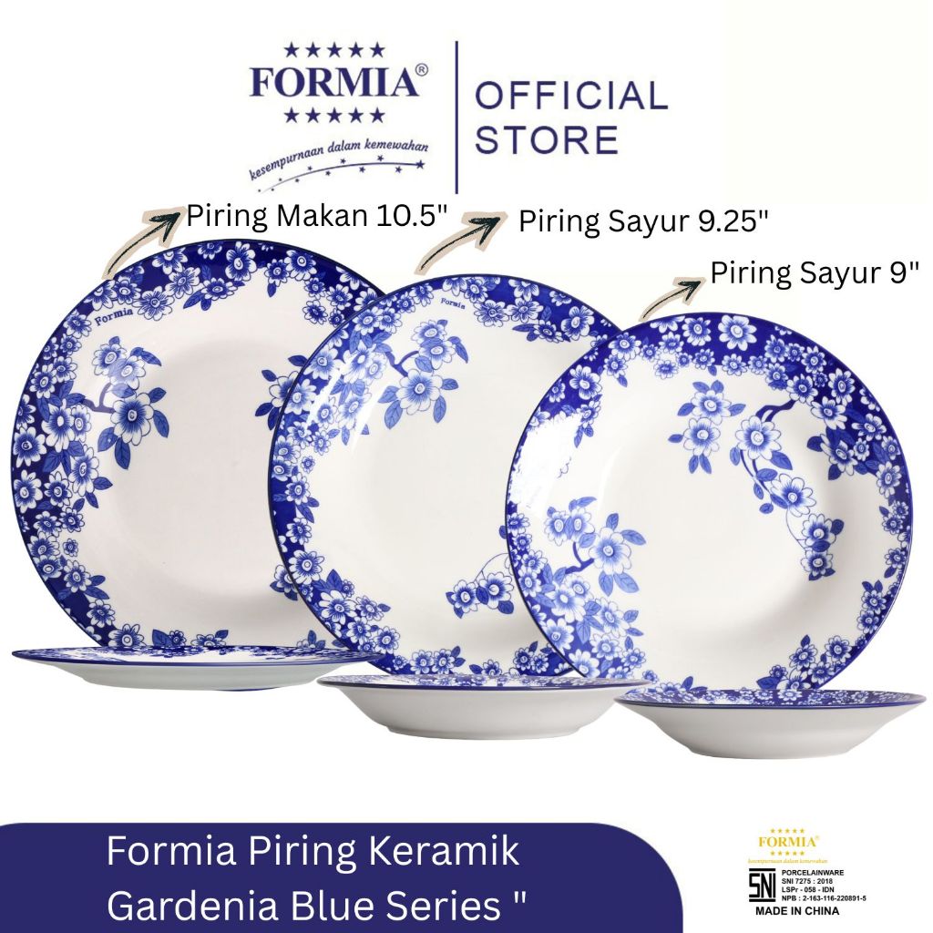 Formia Piring Keramik Gardenia Blue Series