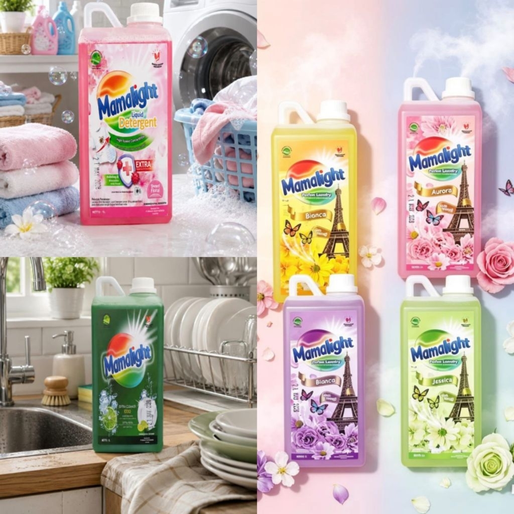 Aneka Produk Mamalight Kemasan 1 Liter (Sabun Cuci Baju/Sabun Cuci Piring/Parfum Laundry)