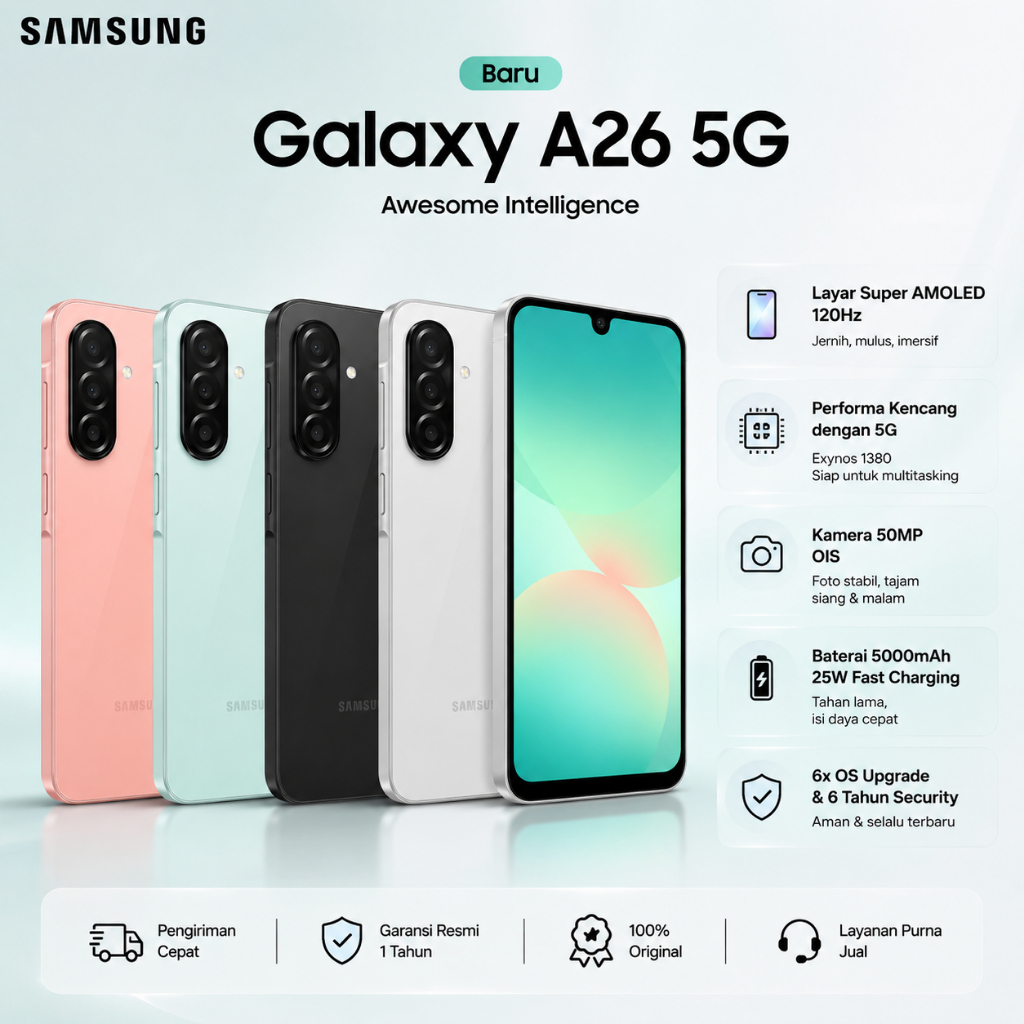 Samsung Galaxy A26 5G 8GB+256GB LCD Super AMOLED Camera 50MP Garansi Resmi 1 Tahun