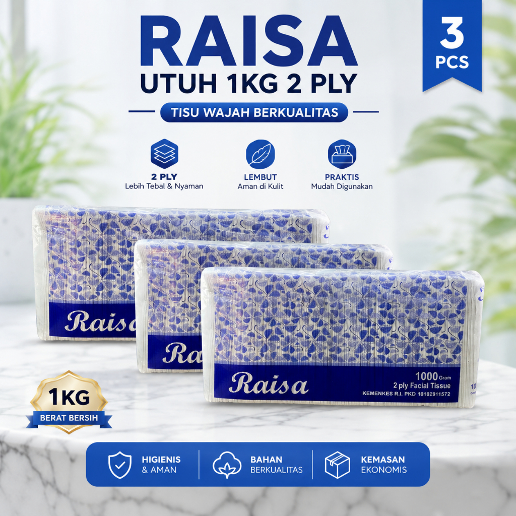 (PAKET 3 TENTENG)TISU JUMBO RAISA UTUH 1KG/2PLY