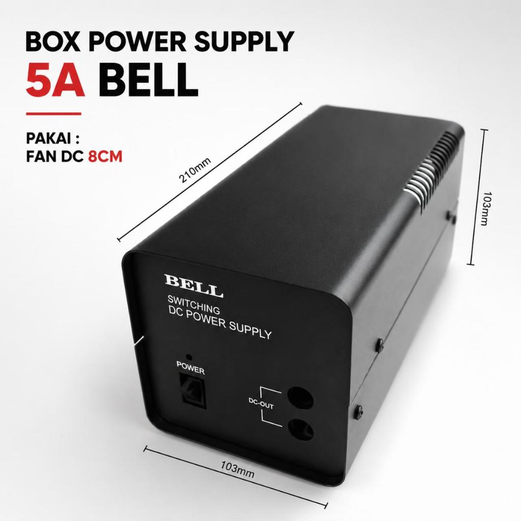 Box Adaptor 5A BELL / Box Power Supply PS 5 Ampere BELL / Bahan Alumunium Hitam