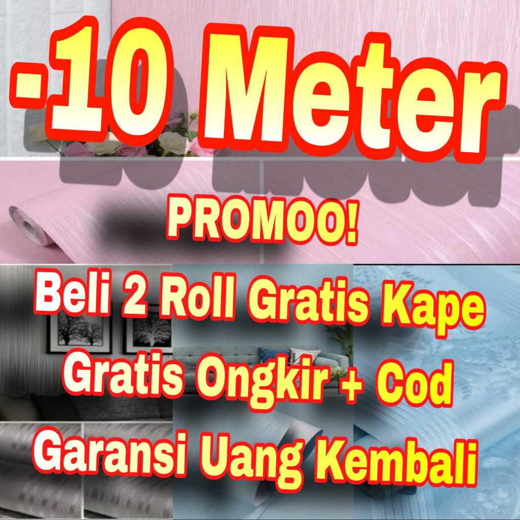 Wallpaper Dinding 45 CM X 7 - 10 M / METER Ruang Tamu Wallpaper Sticker Murah Berkualitas Serat Kayu