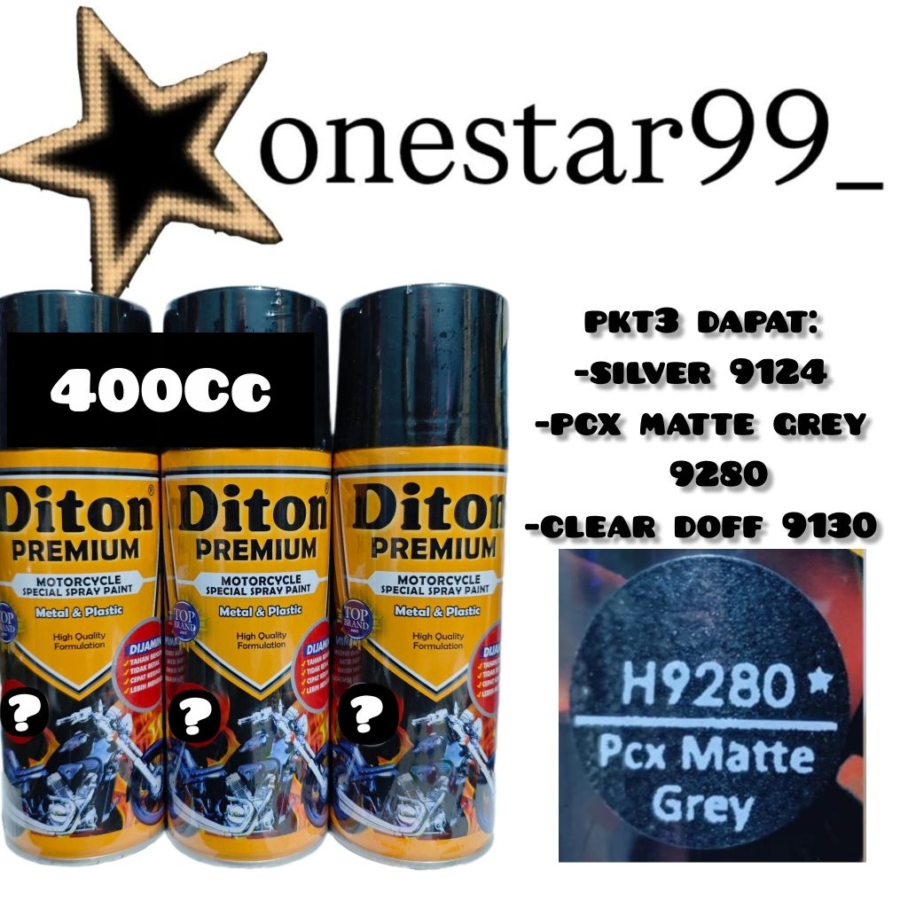 Pilok Pilox Pylox Cat Diton Premium Paket 3 Kaleng Pcx Matte Grey H 9280 Abu Metalik Silver 9124 Pri