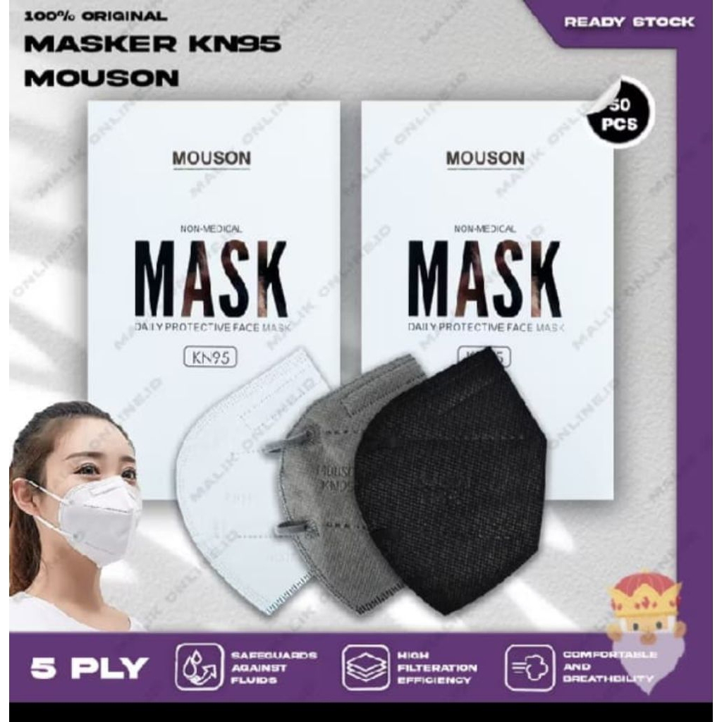 Masker KN95 MOUSON BOX Isi 50 KN 95 Premium 5ply