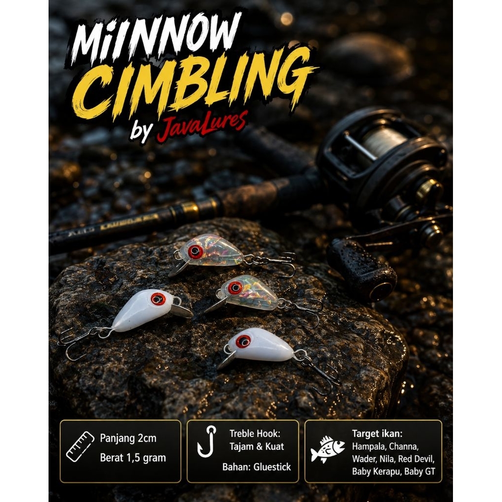 UMPAN CASTING LURE HAMPALA WADER NILA MAHSEER MINNOW CIMBLING 2CM