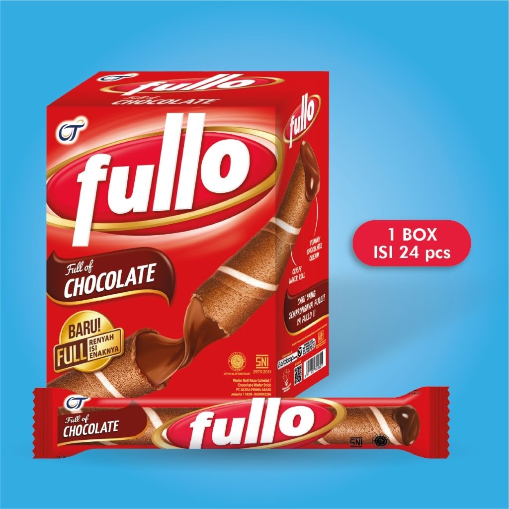 1 Box 24 Pcs Wafer Roll Fullo Rasa Vanilla Coklat