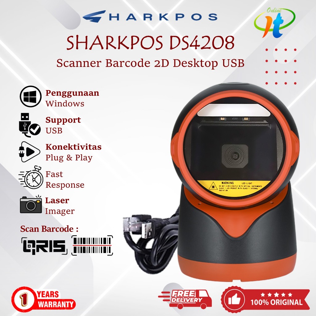 Sharkpos DS4208 Scanner Barcode 2D USB Scanner Barcode Autoscan DS 4208 Dekstop QR 1D 147