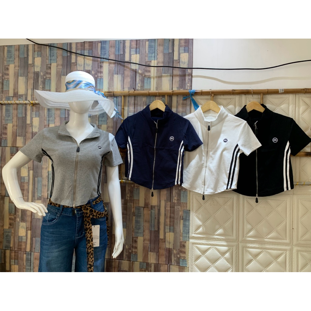 2901 ZIPPER POLO pendek/zipper polo terbaru/kaos double zipper