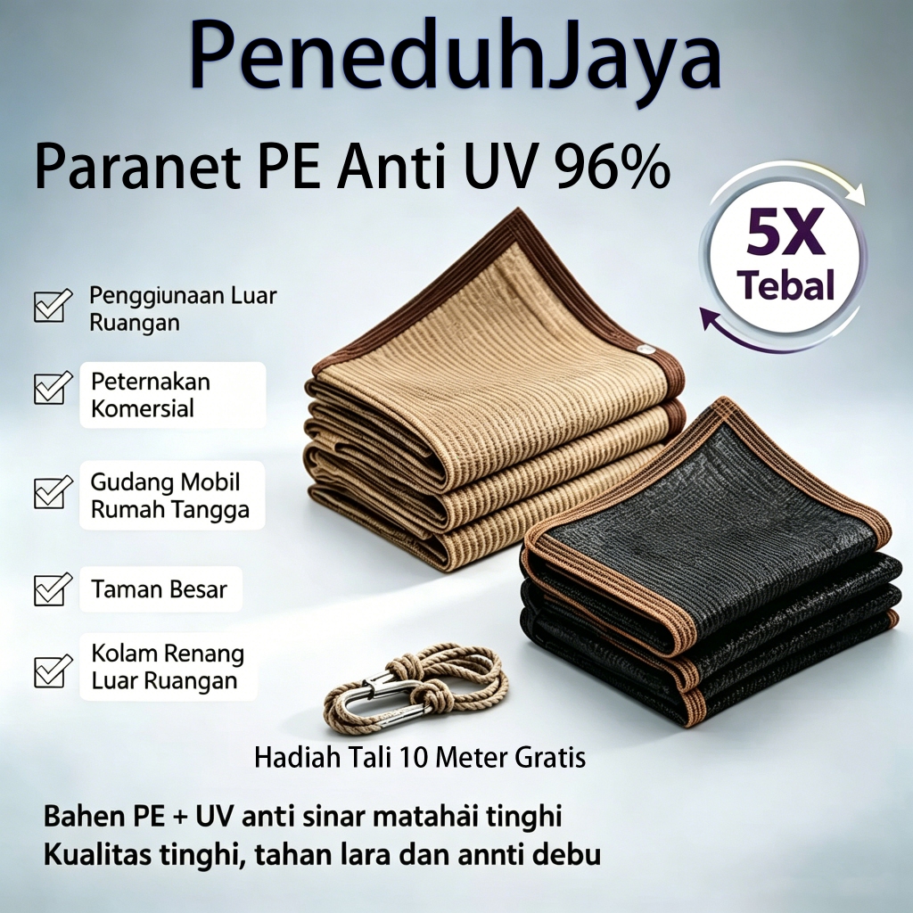 Jaring Paranet 96% Anti UV Tahan Lama Bahan PE Tebal List 6 Jalur Tidak Mudah Robek Mata Ayam Setiap