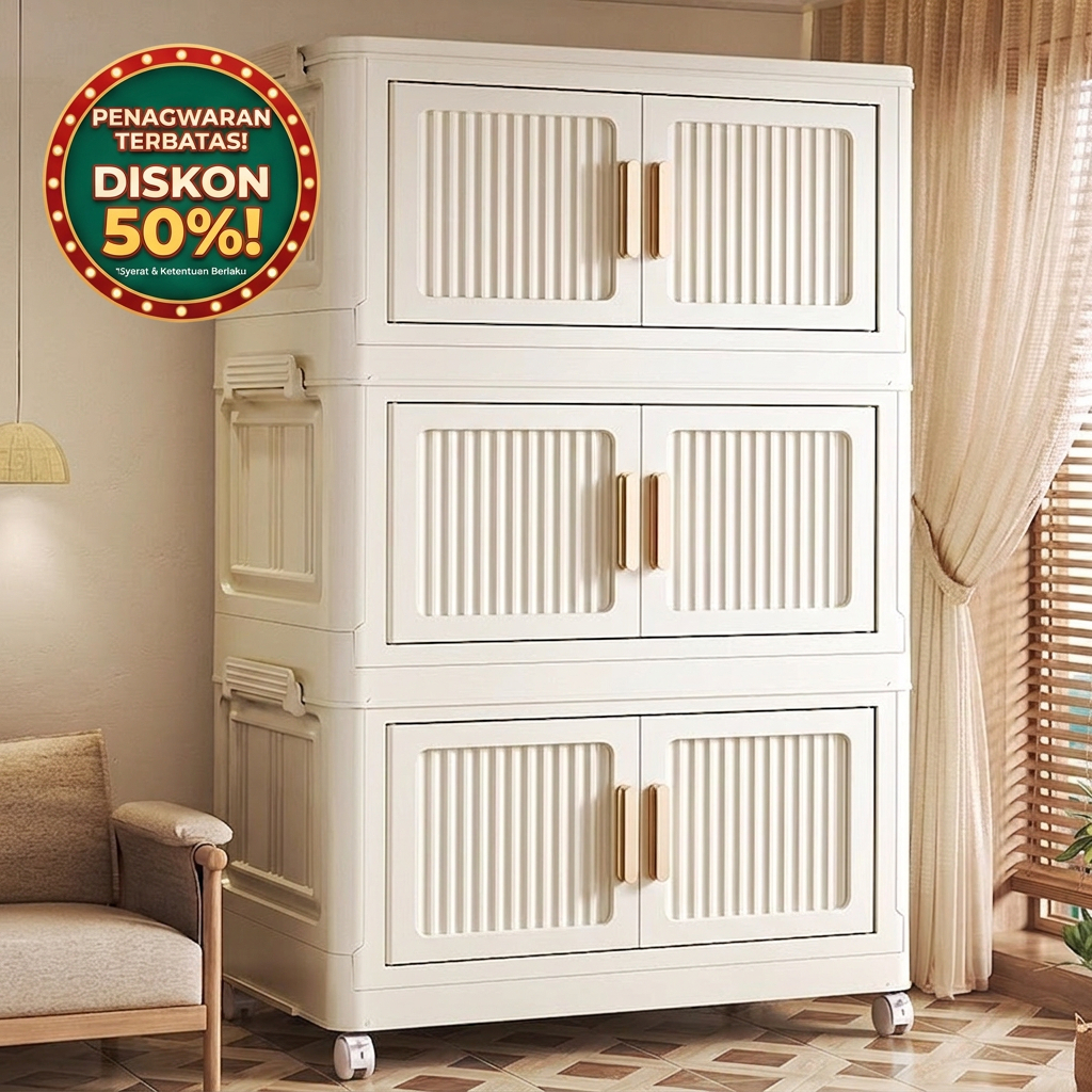 PURENESS  Lemari Plastik Susun Jumbo Wardrobe Storage Lemari Lipat Plastik Susun Lemari Plastik Baju