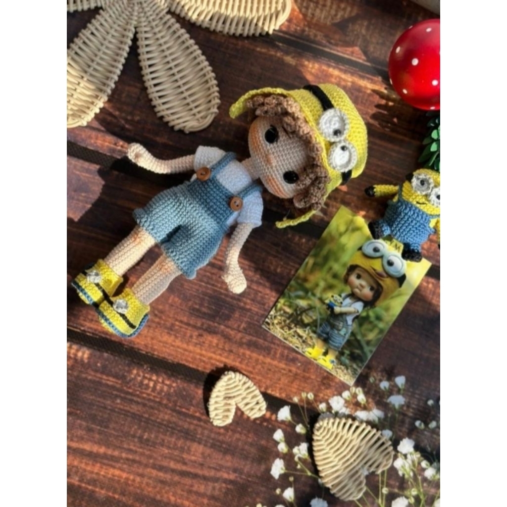 Lucas Doll and costume Minion human doll cute Crochet Pattern BISA PRINT/CETAK (HANYA POLA)