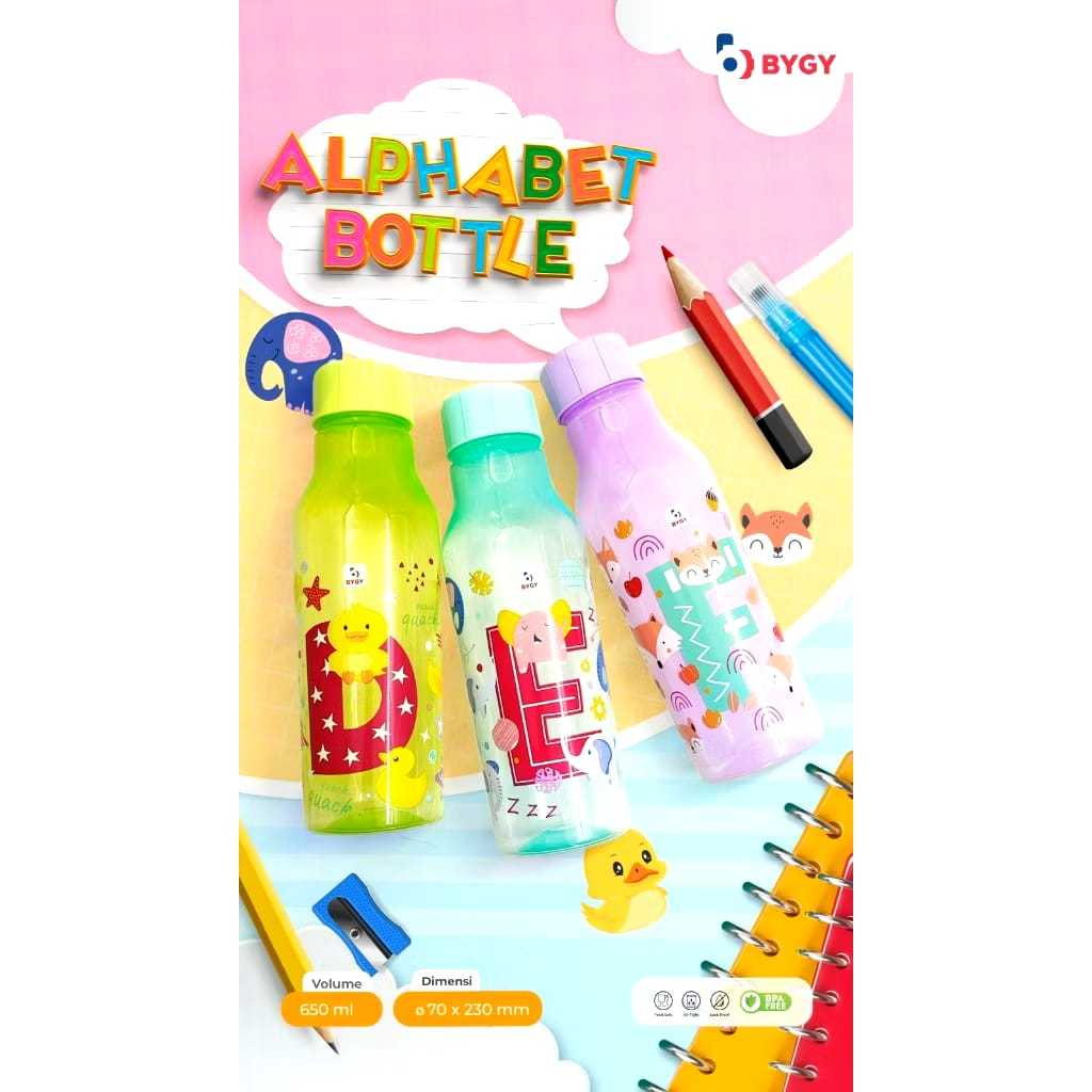 Botol Minum Anak Alphabet Alfabet 650ml TAKASIMURA STORE