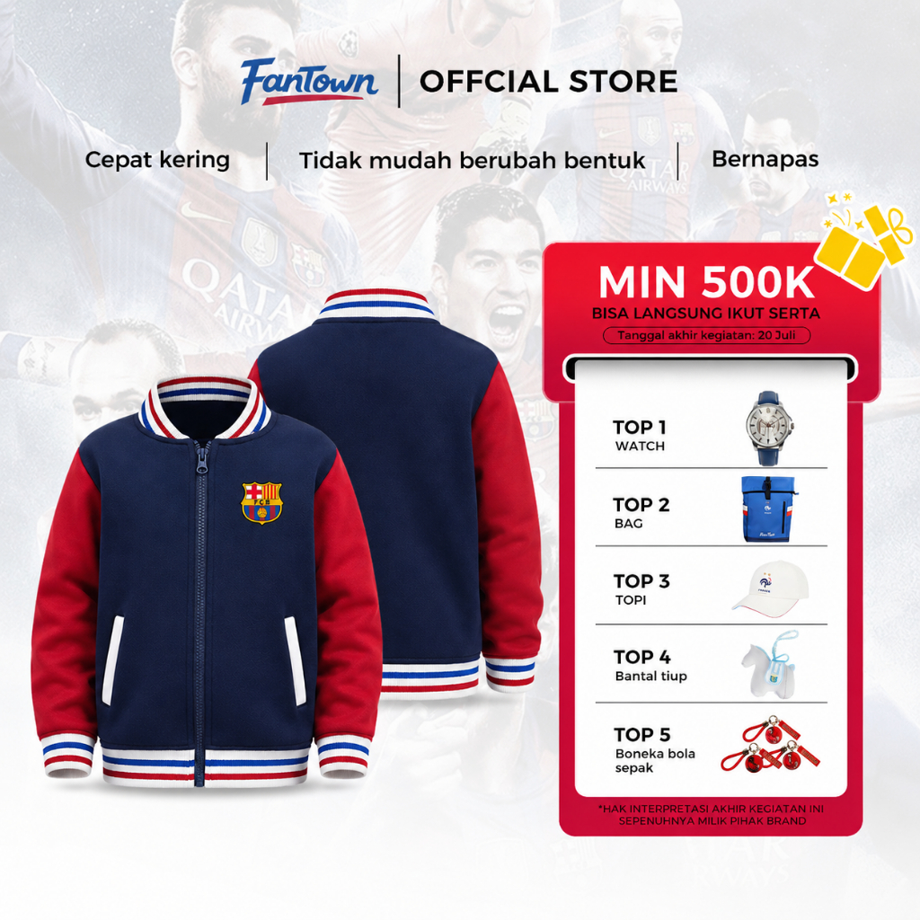 Football Official License - World Cup Jacket Baseball Jaket Bola Anak Merah Navy Baseball Barcelona