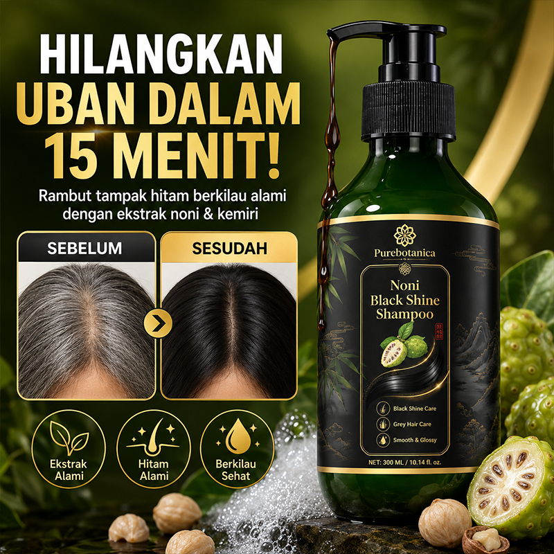 Shampo Pewarna Rambut Hitam Herbal 300ml Noni Extract Cat Rambut Penutup Uban Instan 15 Menit Anti U