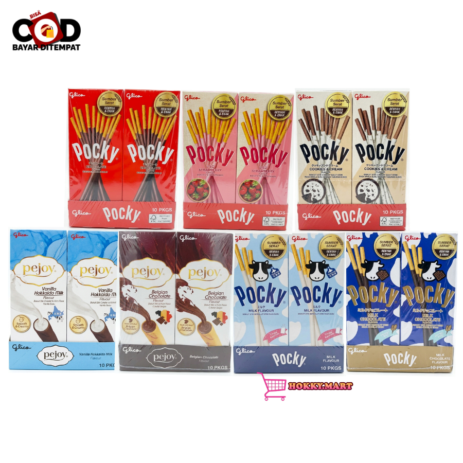 [ HOKKY ] PACK Pocky Mini 22gr x 10pcs Poki Mini Coklat Strawberry Cookies and Cream Pejoy Coklat Va
