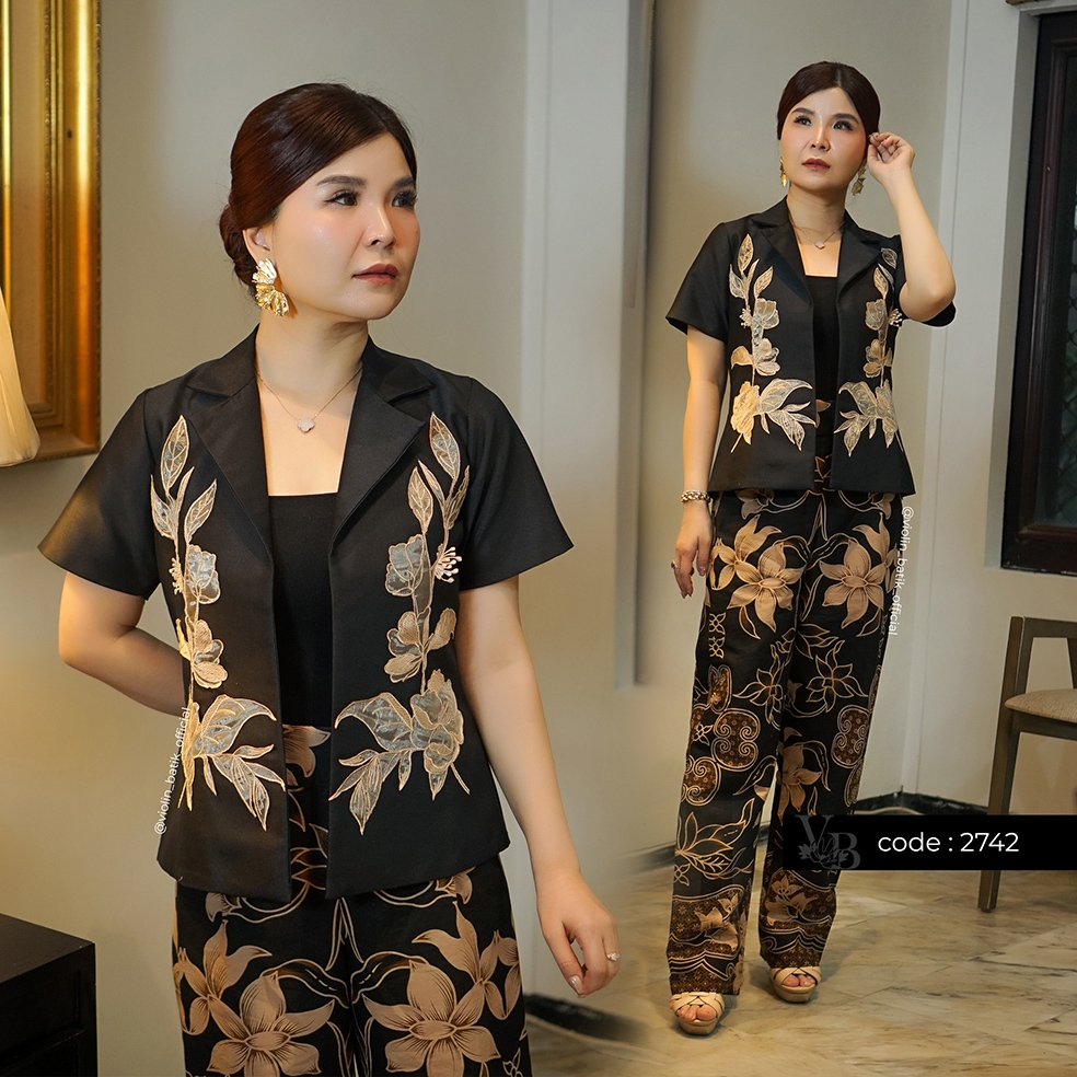 Violin Batik Stelan Katun Kulot Blazer 2742