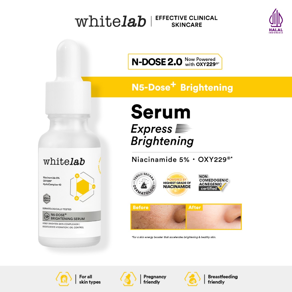 Whitelab Serum Niacinamide 5% Brightening Booster - Cerah Maksimal untuk Kulit Sensitif N5-Dose+ 2.0